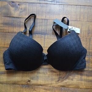 Victoria's Secret Thr Icon Push Up Black Lace Bra Size 36C ⭐️NWT⭐️